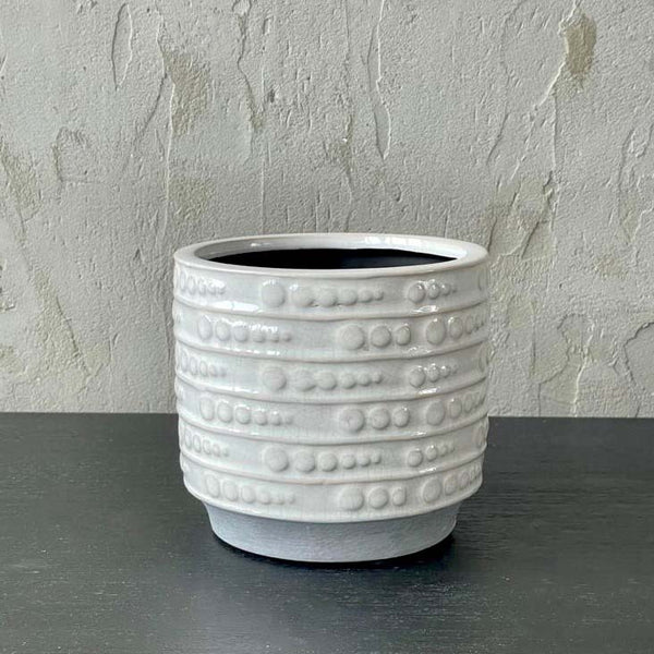 Medium 2 Tone White/Cement pot