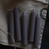 Set 5  lt grey  small dinner candles wrapped 12.5cm
