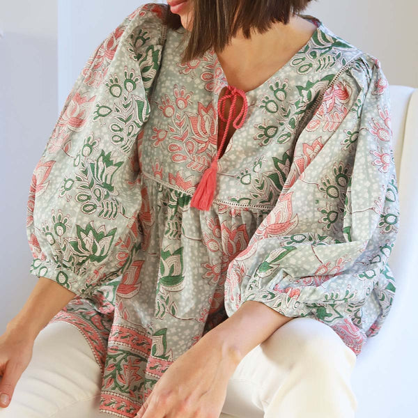 green /pink lilly blouse