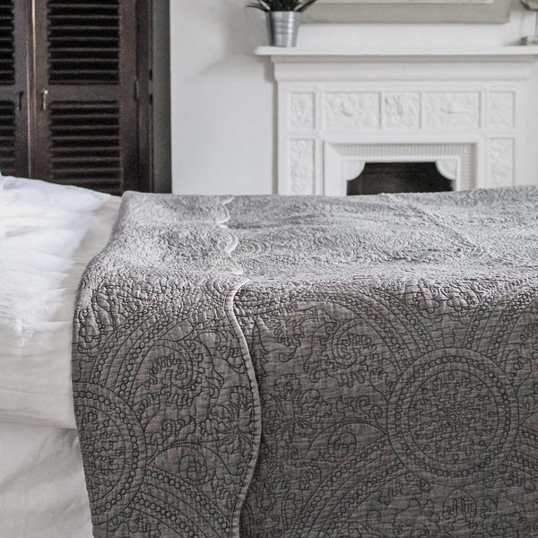 Charcoal Quilted Bedspread (ex vat )
