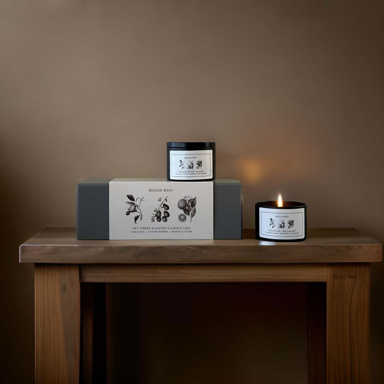 FRUITS OF THE VALLEY SCENTED CANDLE TINS BOX OF 3 BIGGIE BEST