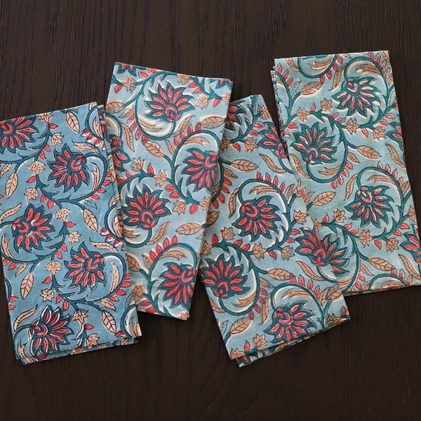 blue multi set of 4 napkins