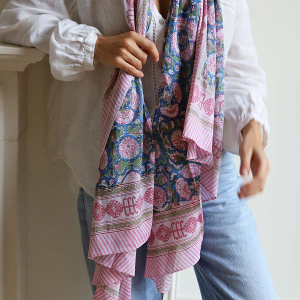 blue/pink multi scarf