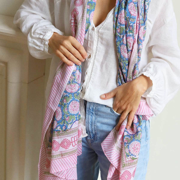 blue/pink multi scarf