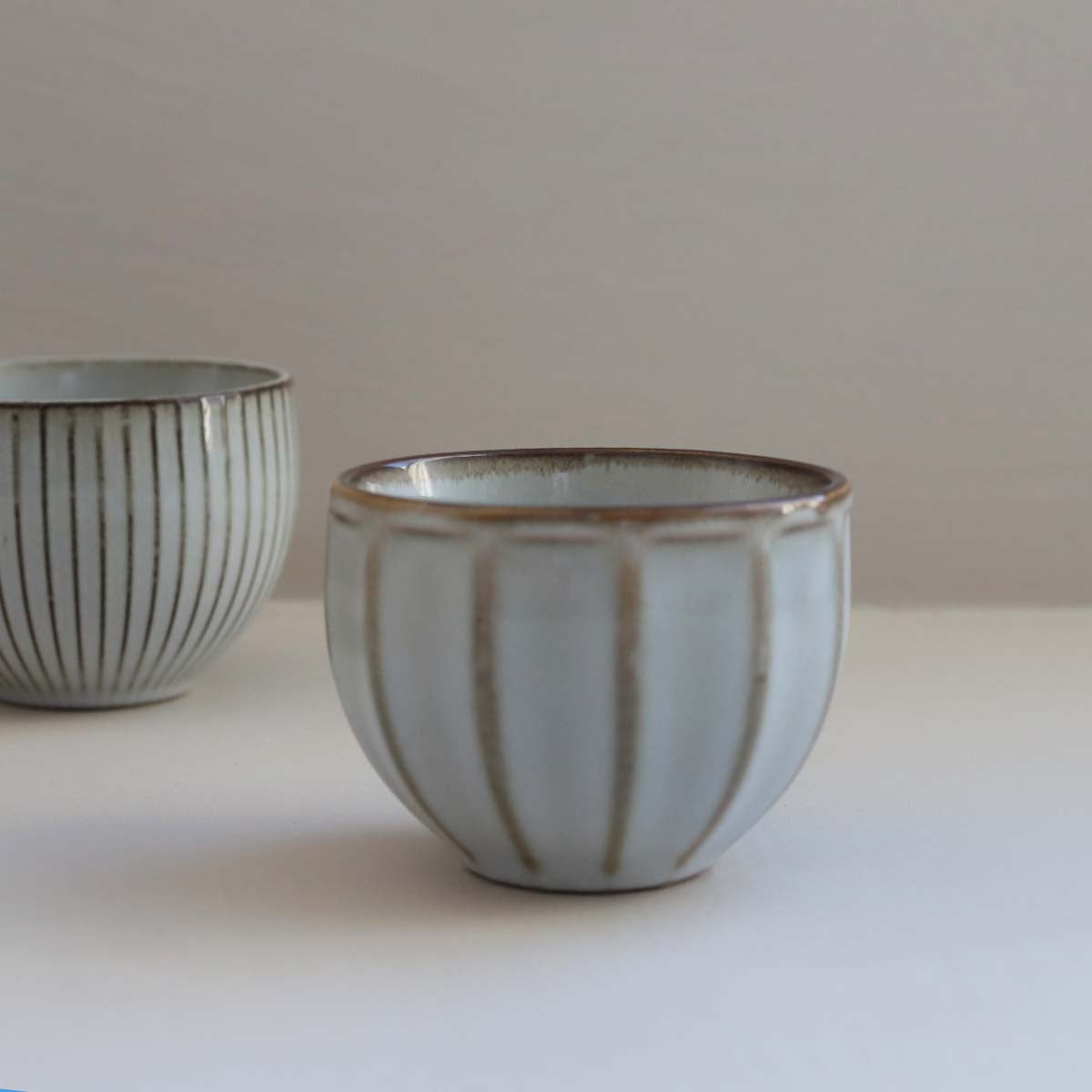 WIDE STRIPY BOWL OLIVE SET OF 2 BIGGIE BEST