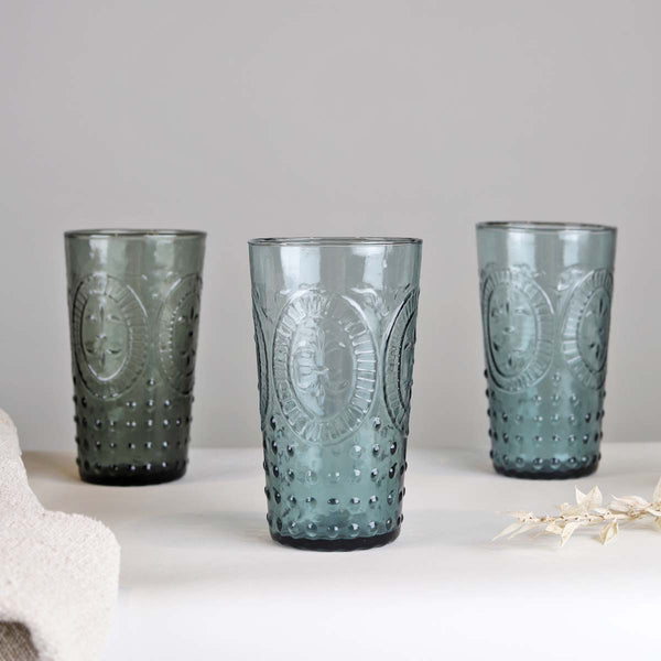 <P>Recycled glass decorative tumblers, these are made exclusively from recycled glass. They would grace any table, indoors or out. <P>

<P>Surface imperfections are to be expected<P>


