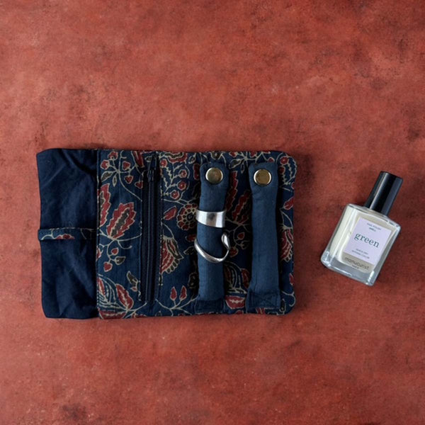 Dark floral jewellery roll