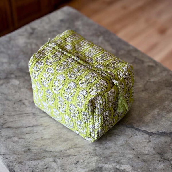 lime green  large cosmetic bag