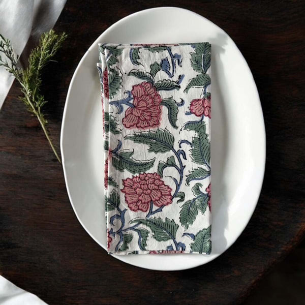 blue peach  multi set/4 napkins