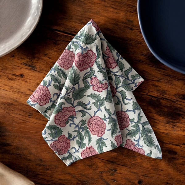blue peach  multi set/4 napkins