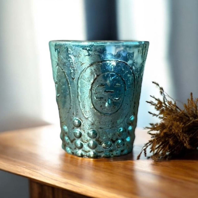 9cm turquoise shiny tealight holder