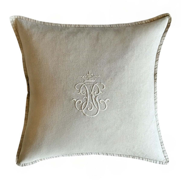 Crown Monogram Cushion, Taupe MD