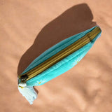 Daisy sky blue velvet pouch