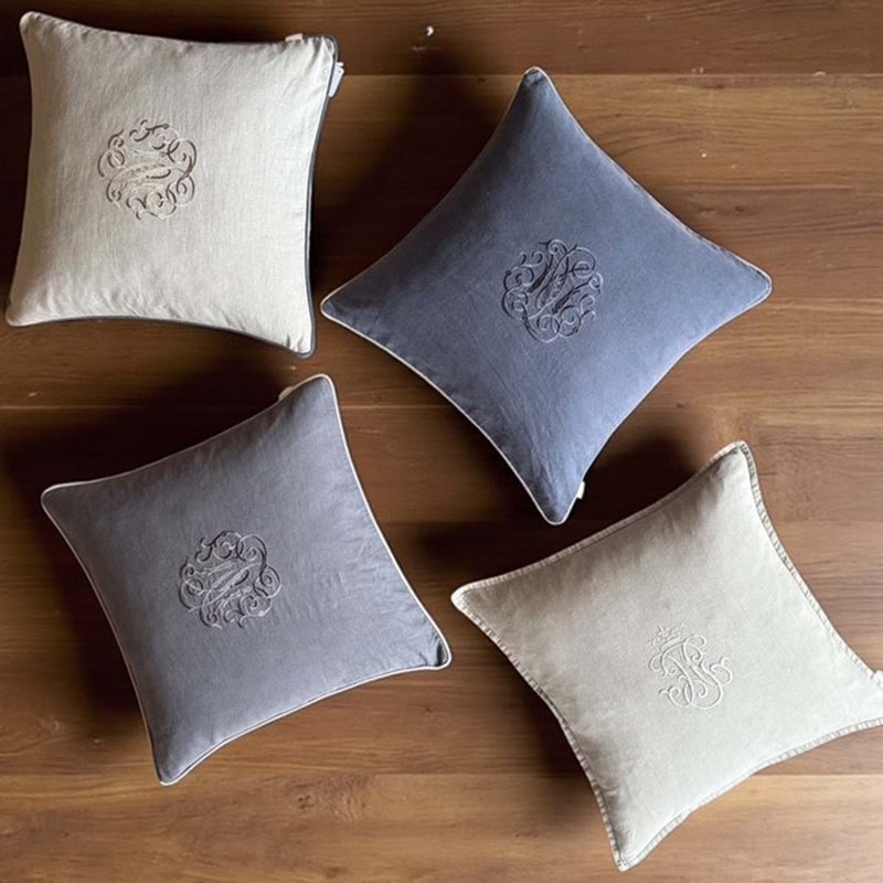 Crown Monogram Cushion, Taupe MD