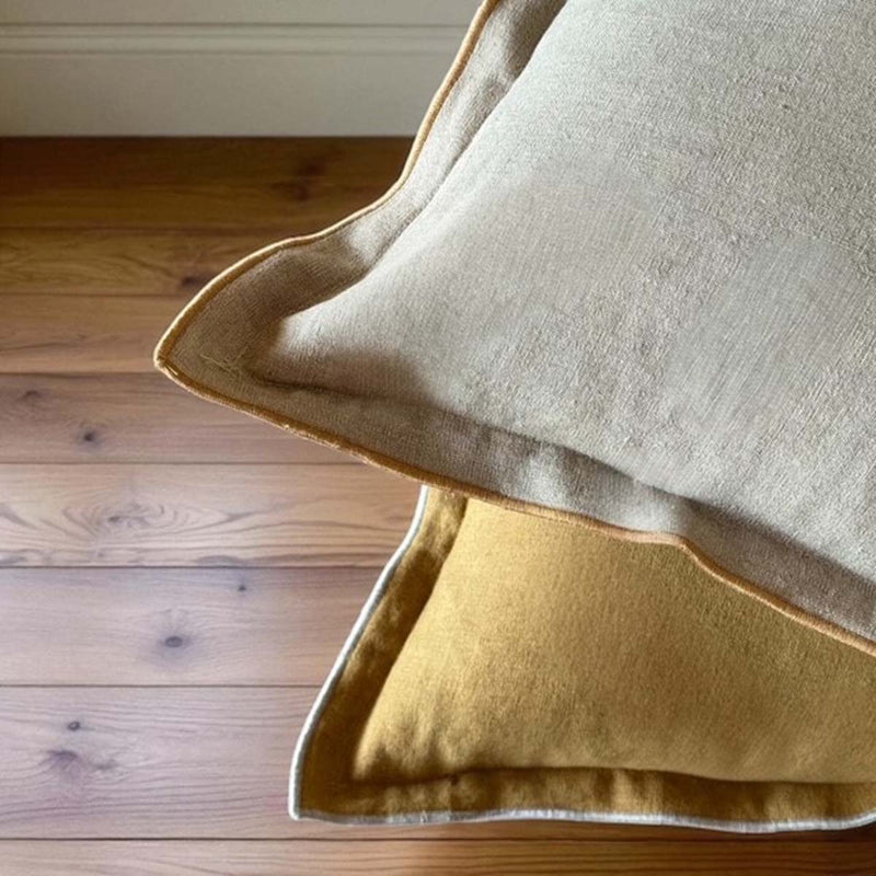 Sage green /tobacco linen mix cushion 50x50cm MD