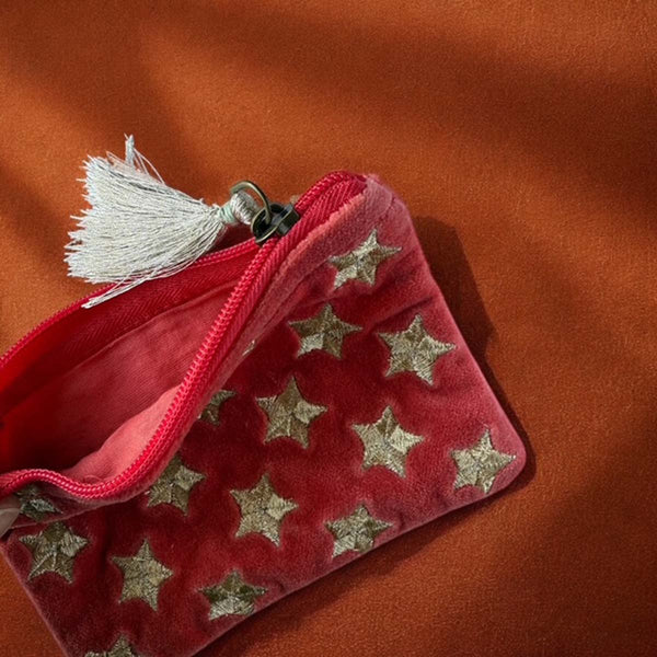 Orange star velvet pouch