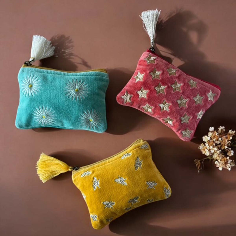 Orange star velvet pouch