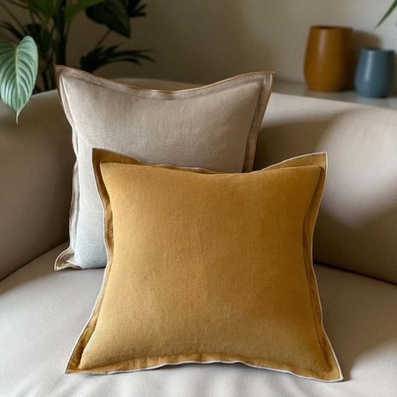 Sage green /tobacco linen mix cushion 50x50cm MD
