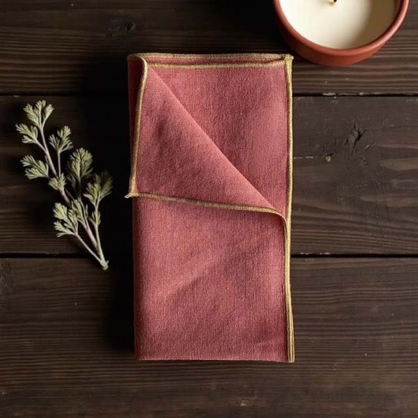 rust piped napkin 40x40- set of 4
