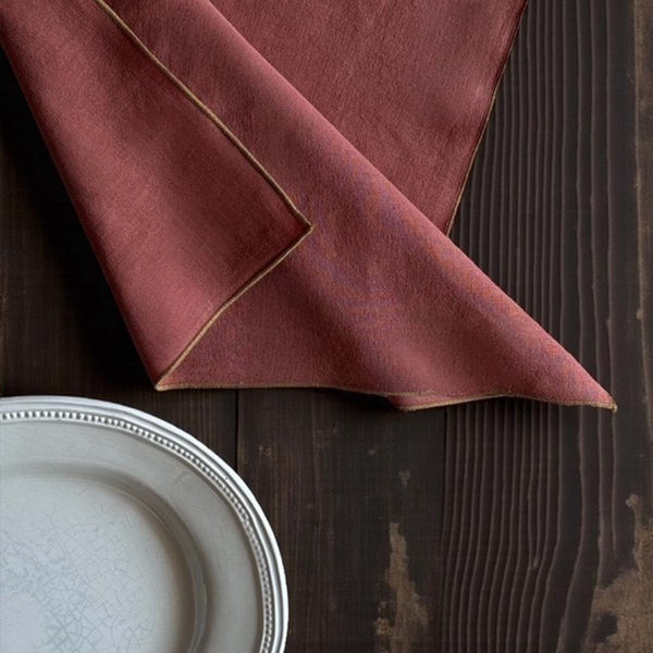 rust piped napkin 40x40- set of 4