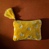 Bumble bee yellow velvet pouch