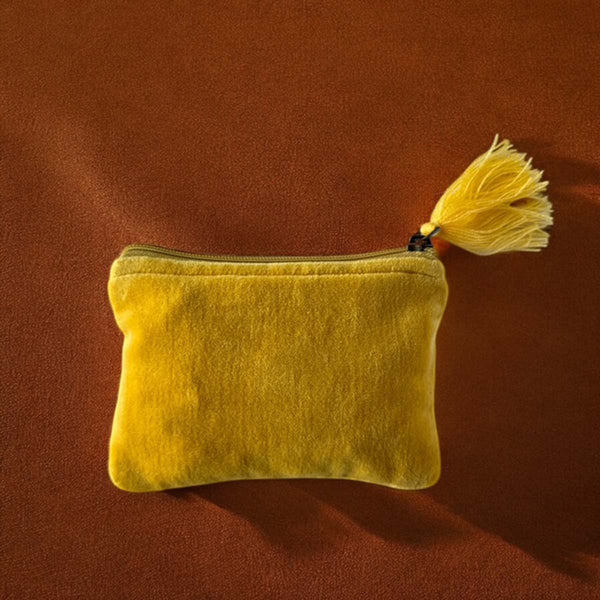 Bumble bee yellow velvet pouch