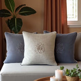 Charcoal /taupe  piped crown cushion 50x50cm MD