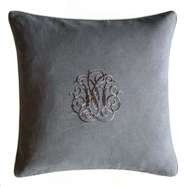Grey /pale grey piped crown cushion 50x50cm MD