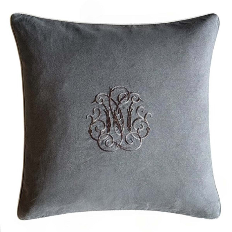Grey /pale grey piped crown cushion 50x50cm MD