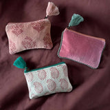 Green tassel paisley cotton pouch