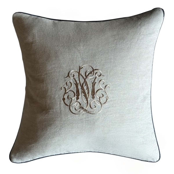 Taupe/charcoal piped crown cushion 50x50cm MD