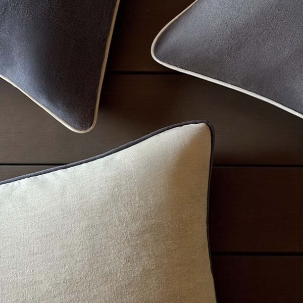 Taupe/charcoal piped crown cushion 50x50cm MD