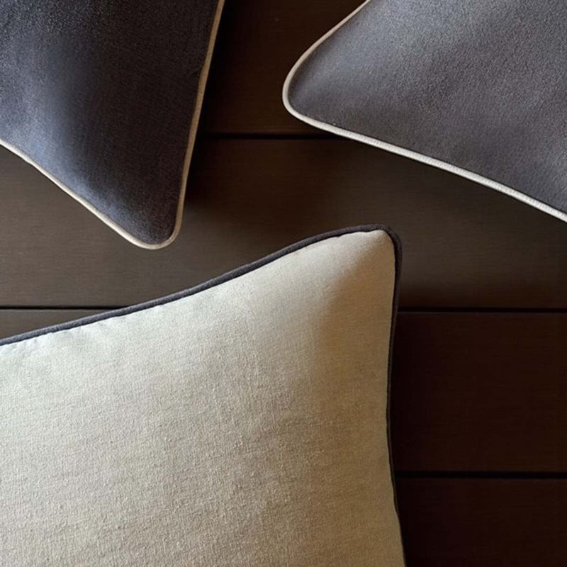 Taupe/charcoal piped crown cushion 50x50cm MD