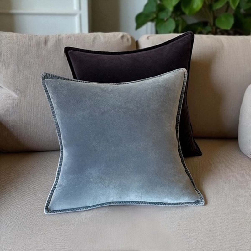DENIM BLUE STONEWASHED VELVET CUSHION MD