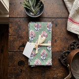 GREEN/PNK SET 4 NAPKINS