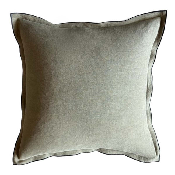 Olive /black  linen mix cushion 50x50cm MD