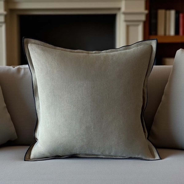 Olive /black  linen mix cushion 50x50cm MD