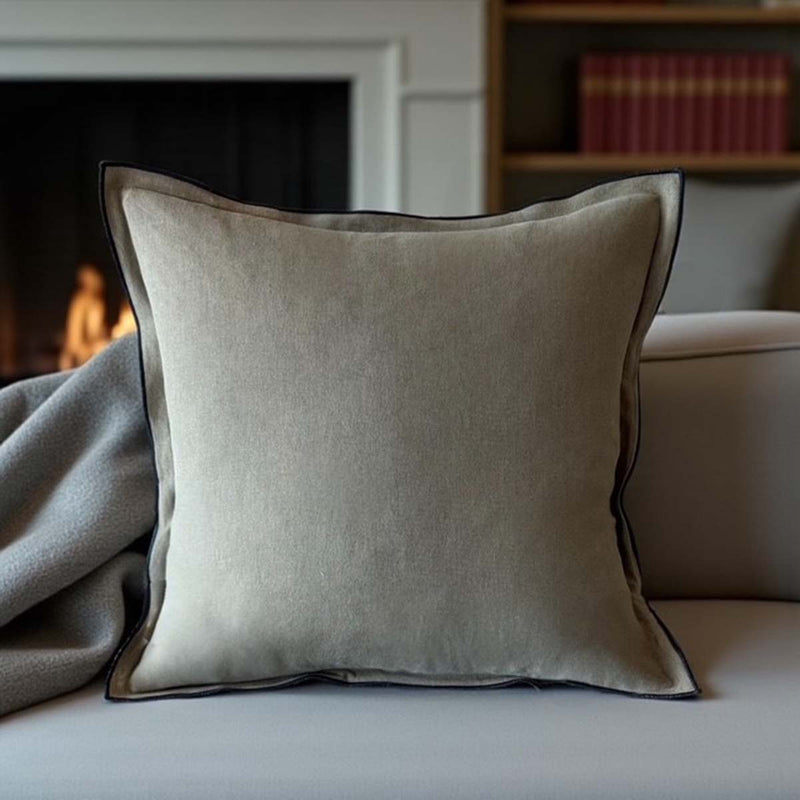 Olive /black  linen mix cushion 50x50cm MD