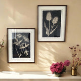 BLACK RETRO FLORAL WALL ART F