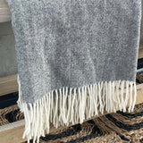 pure wool throw soft grey