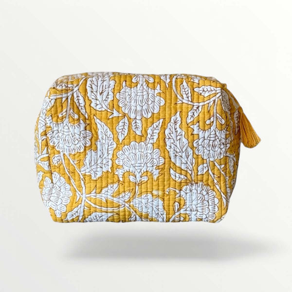 yellow  block large cosmetic bag