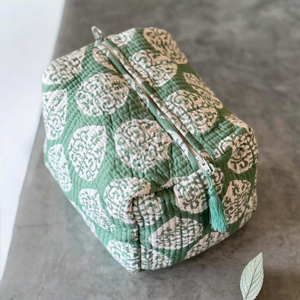 green block large cosmetic bag