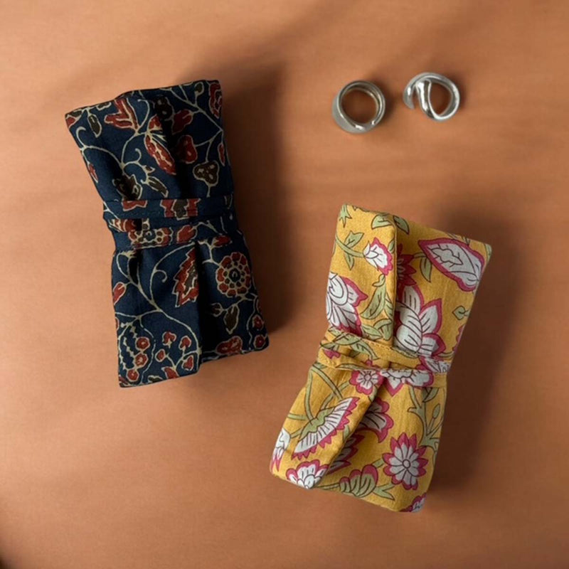 Yellow floral jewellery roll
