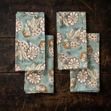 TURQUOISE / BROWN SET 4 NAPKINS