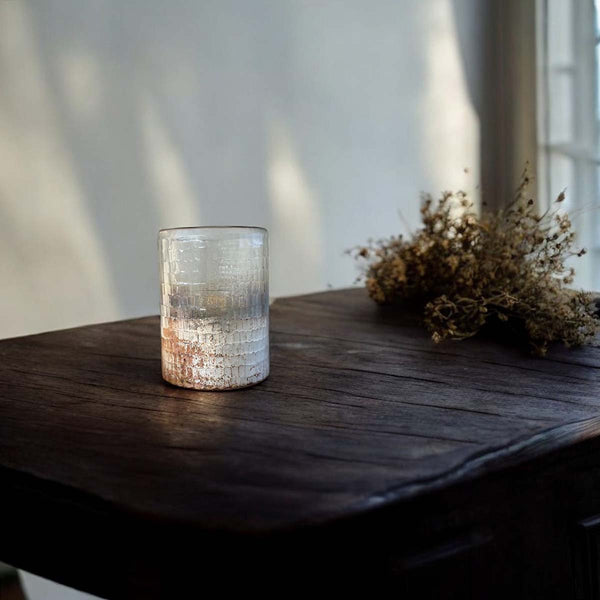 13cm half hammered candle holder (W)