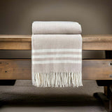 pure wool throw beige/white stripe