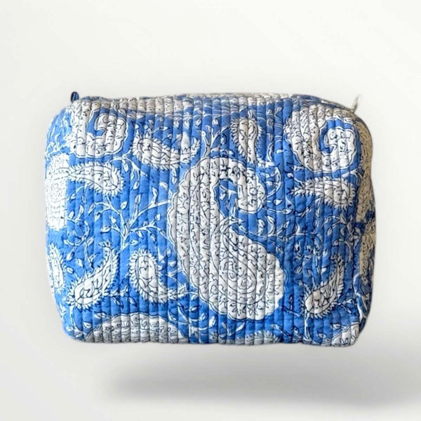 blue paisley  large cosmetic bag