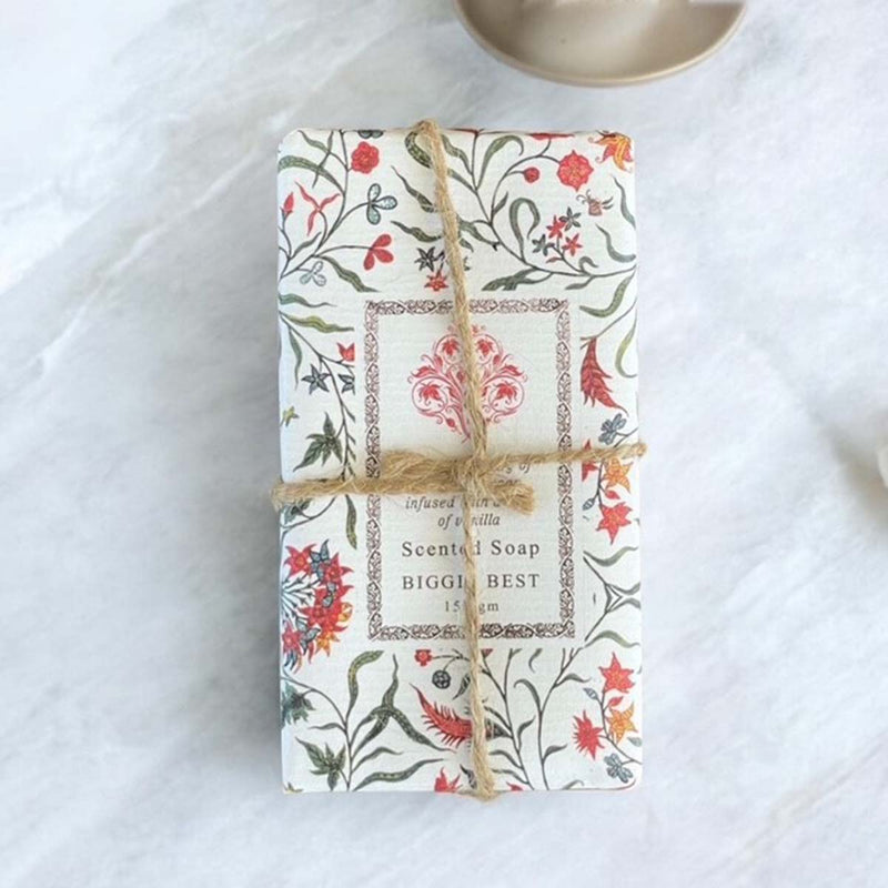 green & red  floral scented soap