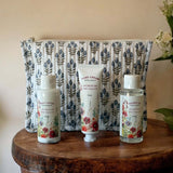 white /blue floral weekend bag set