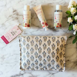 white /blue floral weekend bag set